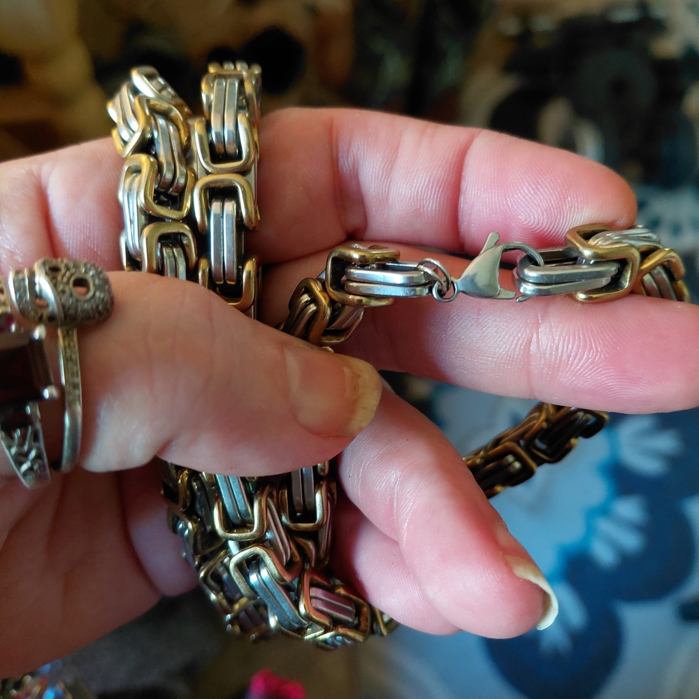 Bold Two-Tone Chain Necklace - Picture 2 of 4
